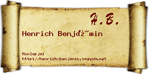 Henrich Benjámin névjegykártya